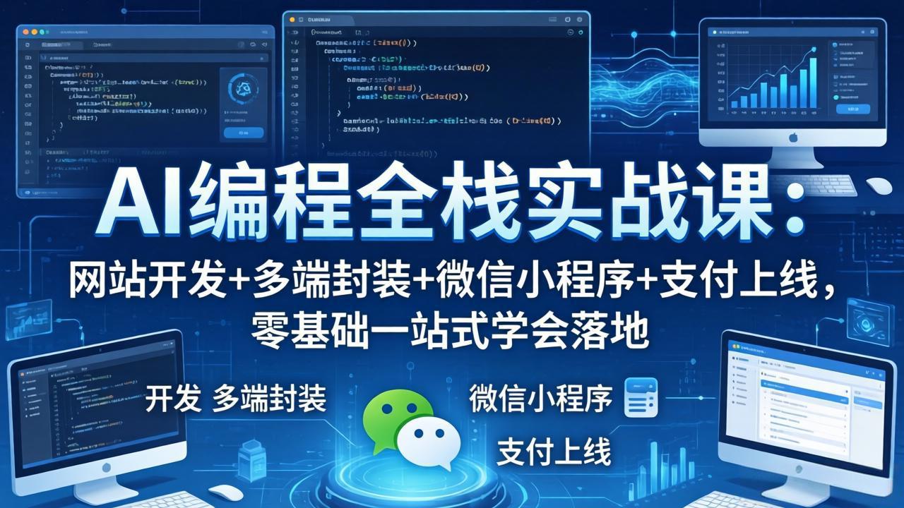 AI编程全栈实战课：网站开发+多端封装+微信小程序+支付上线，零基础一站式学会落地-藏宝阁
